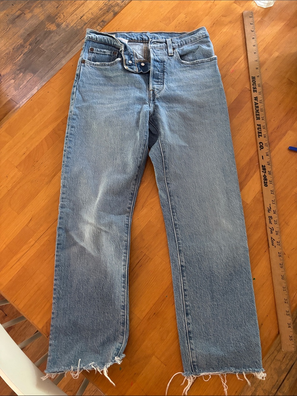 Levi's Light Blue Cropped Straight-Leg Jeans